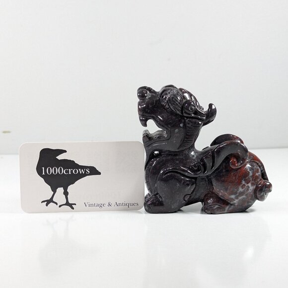 Solid stone carved Dragon Offspring Monster Pi-Xiu sculpture money + protection - Picture 10 of 10